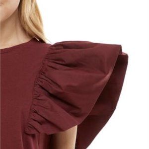 Black TCEC Poplin Dress with Ruffle Sleeve